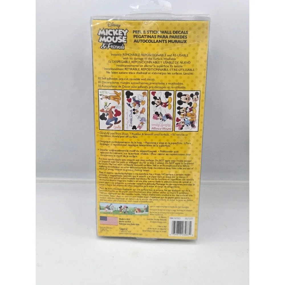 Disney Mickey & Friends Peel & Stick Wall Decals 30 Pc RoomMates RMK1507SCS